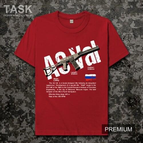 Rifle Series ASVal Russian country Army weapon Military fan short sleeve printed T-shirt men casual fashion cotton Half-sleeve