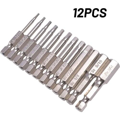 12 Pcs Drill Bit Kit Set Hex Key Allen Quick Change Hexagon Handle Connect Impact Driver Power Tool Accessories