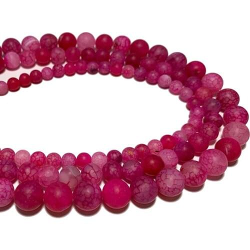 Wholesale Rose Red Dull Polish Dragon Vein Agates Natural Round Matte Stone Beads For Jewelry Making DIY Bracelet 6/8/10MM