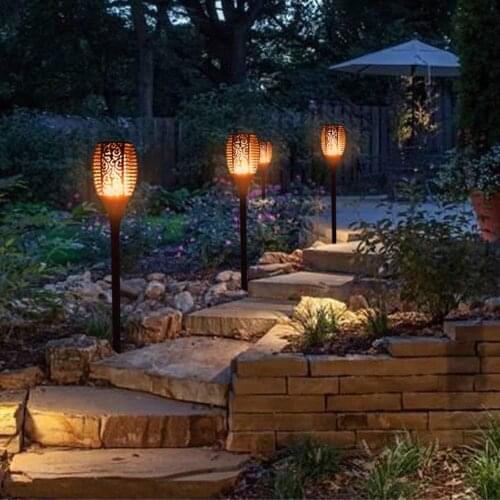 Outdoor IP65 Waterproof Solar Torch Lights LED Dancing Flames Lawn Lights Dusk to Dawn Landscape Garden Lamp for Yard Driveway