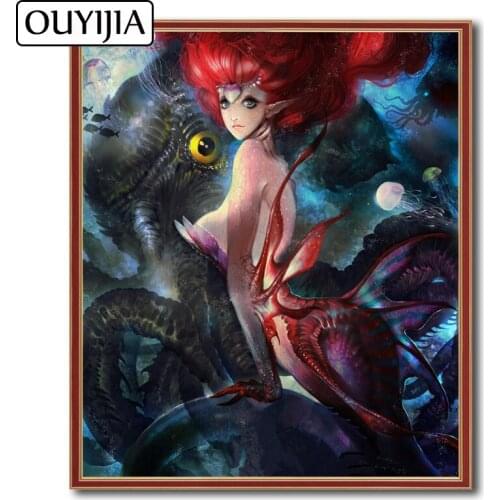 OUYIJIA Sexy Mermaid Beauty 5D DIY Siren Animal Cartoon Diamond Painting Decoration Gift Mosaic Rhinestone Picture Embroidery