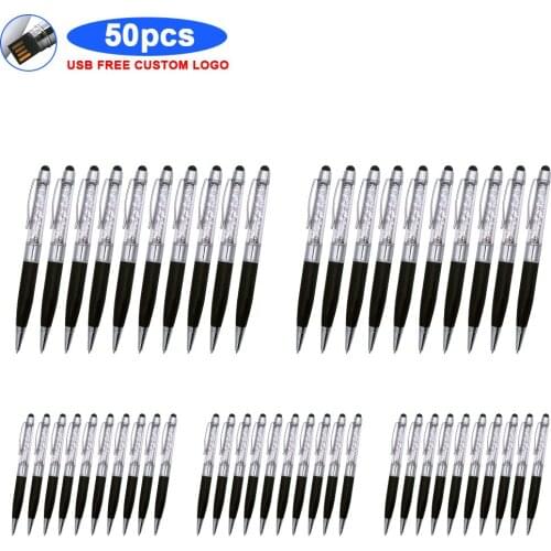 50pcs free logo ballpoint pen USB 16gb 8gb 4gb Flash Drive 128GB 64GB 32GB pendrive Cle USB 2.0 Flash Stick Pen Drive USB Stick