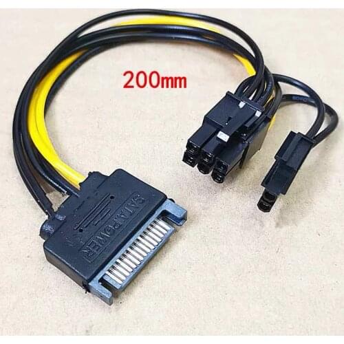 SATA 15Pin Male To 8(6+2)Pin PCI-E Female 8 Pin 6+2 Pin to 15 Pin Card Power Supply Motherboard Adapter Cable 18AWG Wire