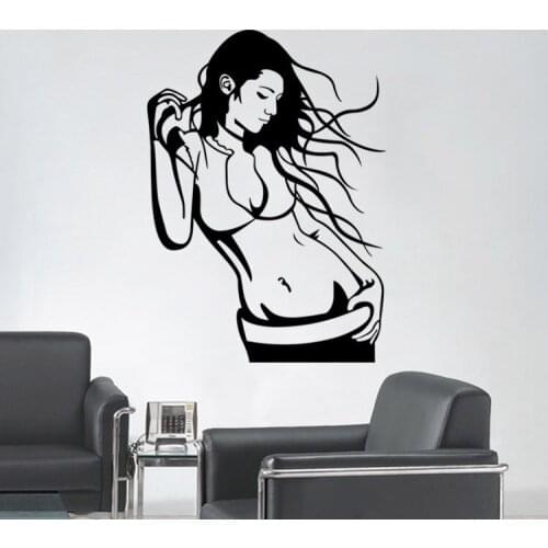 Sexy Girl Vinyl Wall Decal Fashion Sexy Woman Mural Wall Sticker Clothes Store Beauty Salon Bedroom Home Decorative