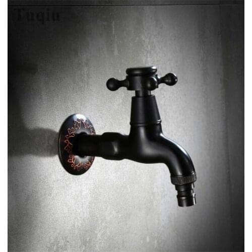 High quality total brass black oil brushed single cold washing machine faucet bathroom corner faucet tap garden outdoor mixer
