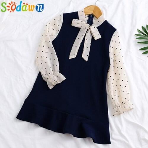 Sodawn Girls Dresses Spring Autumn Kids Clothes Girls Stitching Princess Dress Children Clothing Fake Two-Piece Birthday Dresses