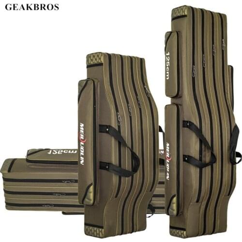 100/120/125cm Fishing Bag Fishing Rod Storage Bag Waterproof Oxford Fish Pole Reel Lure Bag Fishing Tackle Accessories Gear Tool