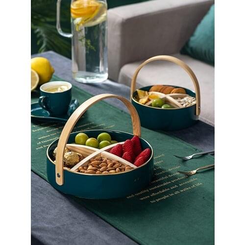 Fruit Plate Nordic Style Modern Living Room Home Ceramic Tableware Creative Portable Compartment Dried Fruit Plate Snack Plate