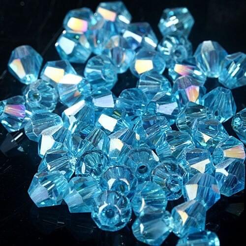 TianBo 4mm 1000pcs AAA Bicone Upscale Austria Sky-blue crystal AB Colour plating Loose bead bracelet Jewelry Mak Accessories DIY