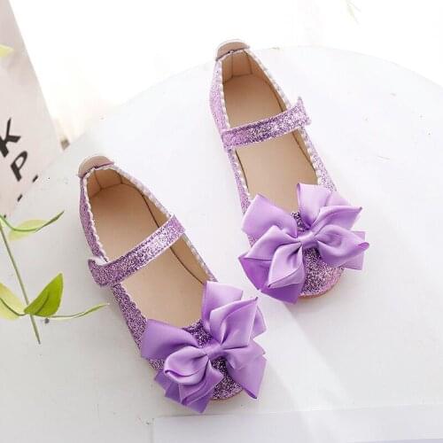 Flowers Children Girls Sequins Purple Gold Princess Shoes For Kids Baby Little Girls Party Wedding Dance Single Shoes New 2020