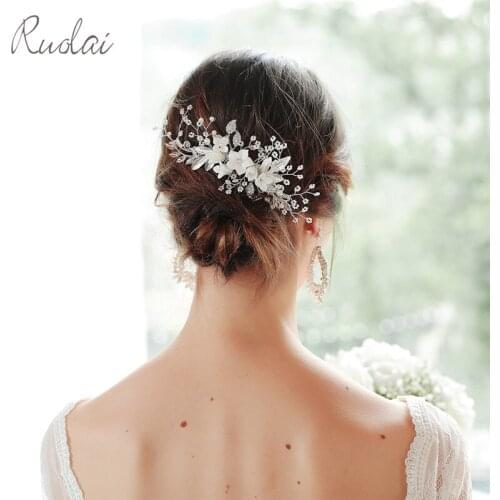 Gorgeous Wedding Hair Comb Silver Color Flower Head Wear Crystal Headpiece Wedding Accessories for Women Hair Jewelry HD47