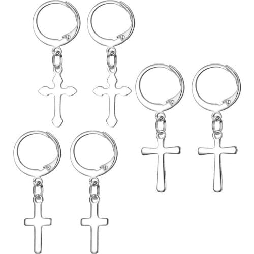 1 Pair European Fashion Exquisite Simple Cross Small Hoop Earrings Brightly Metal Color Cross Earrings For Women Jewelry E152