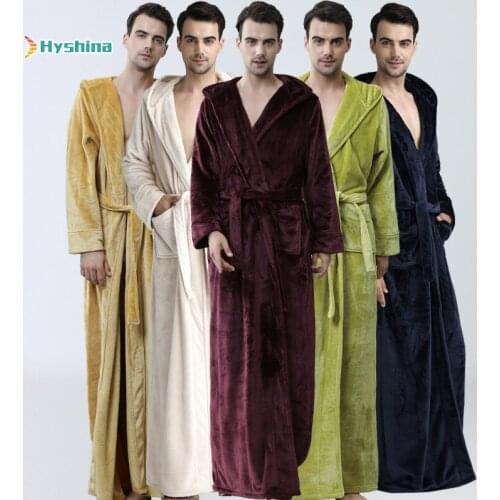 Winter Mens Thickened Flannel Bathrobe Couples Nightgown Coral Velvet Pajamas