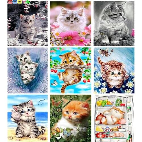 Zooya 5D Diy Diamond Painting Full Square Diamond Embroidery Animals Cat - Diamond Mosaic Daimond Painting Gift Handmake Jq536