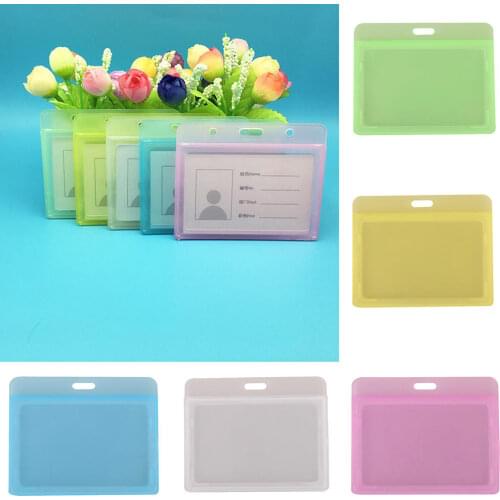 1Pcs Durable Pack of Hard Plastic ID Card Badge Holder Horizontal Employee Name Tag Accessories Business Card Cardholder