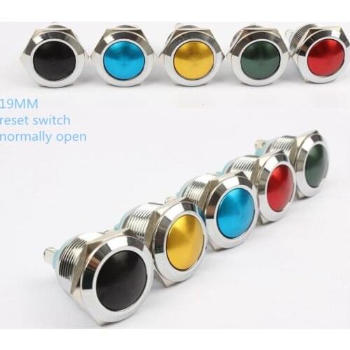 19mm 5A different colour reset switch waterproof normally open Metal push button switch with Screw feet