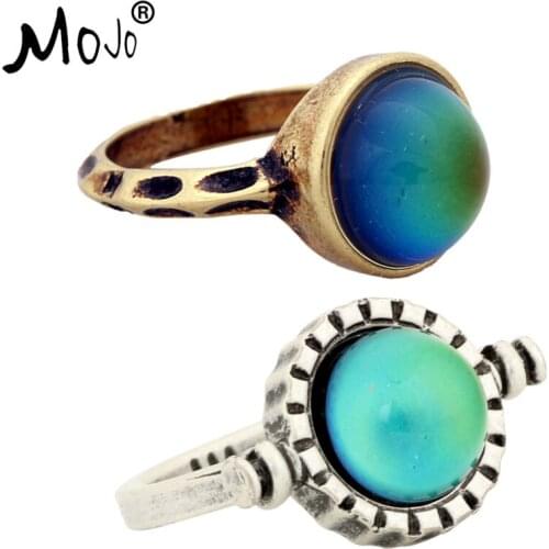 2PCS Vintage Bohemia Retro Color Change Mood Ring Emotion Feeling Changeable Ring Temperature Control Ring for Women RG002-RS035