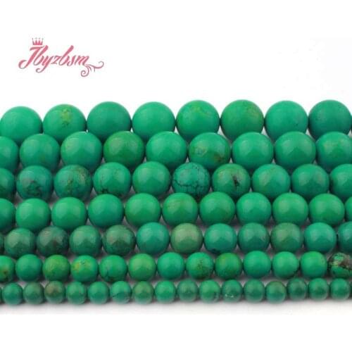 4,6,8,10,12,14,16mm Smooth Round Green Turquoises Stone Loose Beads For DIY Necklace Bracelets Jewelry Making 15" Free Shipping