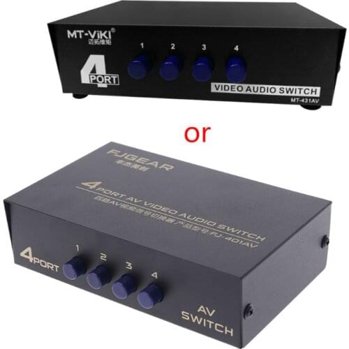 4 Port AV Video RCA 4 Input 1 Output Switcher Switch Selector Splitter Box Dropship