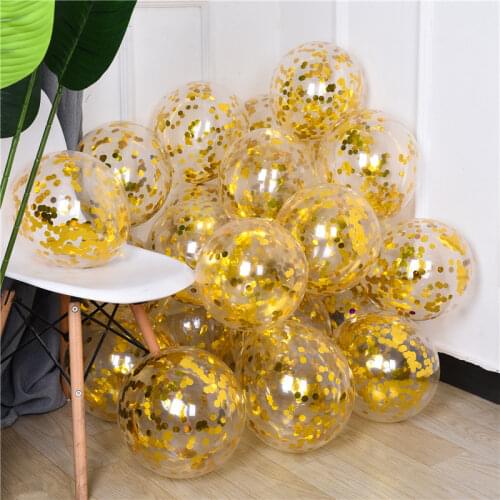 APRICOT 5pcs Inflatable Sequins Balloon Balls Baby Shower 12inch Latex Clear Ballon Birthday Party Decoration Kids Party Favors