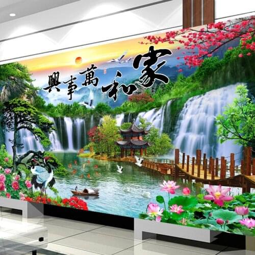 AB Drill DIY New Crafts Embroidery Full Diamond Painting for Decoration Landscape Water Fall Home Sweet Landscape New