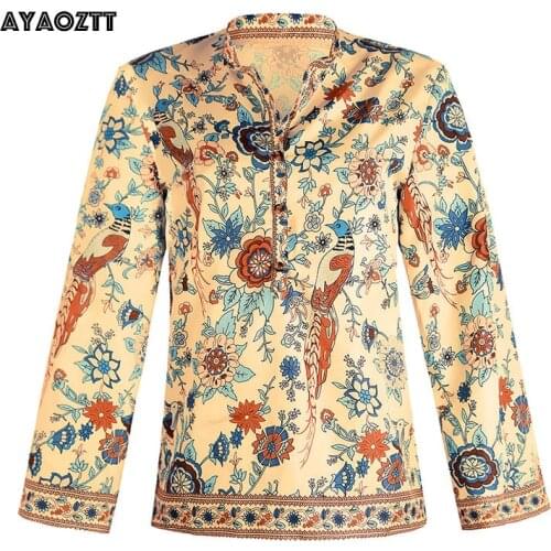 AYAOZTT Stand-up Collar Blouses
