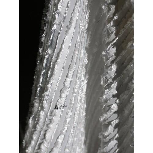 White high-grade satin striped fringed Hanfu wedding dress wedding background Fabric designer original fabrics for patchwork