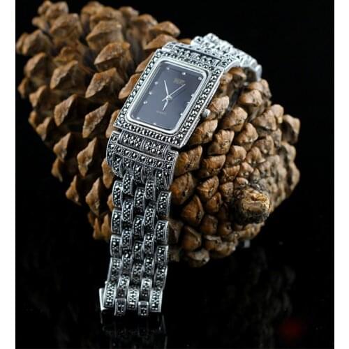 HF Brand Top Quality Limited Classic Mens Real Silver Quartz Watch S925 Silver Bracelet Watch Pure Silver Bracelet Watches