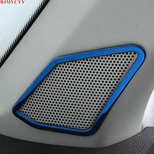 BJMYCYY 2PCS/SET Stainless steel decorative frame for car front column loudspeaker for Volkswagen vw t roc T-Roc 2018