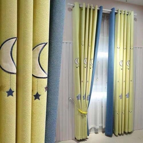 Childrens Room Cartoon Curtain Cloth Korean British British Small Fresh Boys and Girls Curtains for Living Dining Room Bedroom
