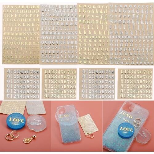 4/6Pcs 2-9mm Alphabet Letters Numbers Decor Stickers Gold Silver Epoxy Resin Filler For DIY Silicone Molds Craft Making Fillings
