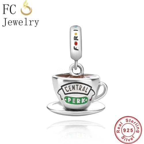 FC Jewelry Fit Original Charm Bracelet 925 Sterling Silver Friends Central Peak Coffee Cup Bead For Making Women Berloque 2021