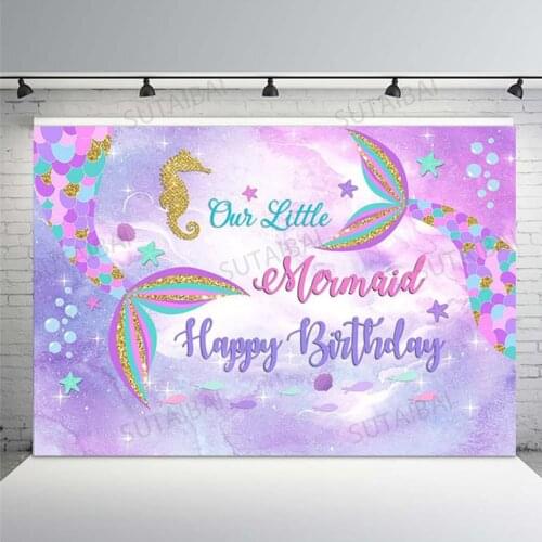 Little Mermaid Birthday Party Backdrop Under The Sea Mermaid Princess Girls Baby Shower Photocall Photo Background Photography