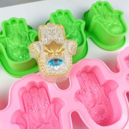 4 Cavity Hand Shape Soap mold Silicone Mold for Handmade Soap making Ice Cube Chocolate Cake Banking Mold Silicone Cake Mold