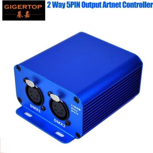 Freeshipping 2 Port 5 PIN DMX XLR Socket Input Output Artnet LAN512 Stage Light Controller Internet Cable Ethernet Port