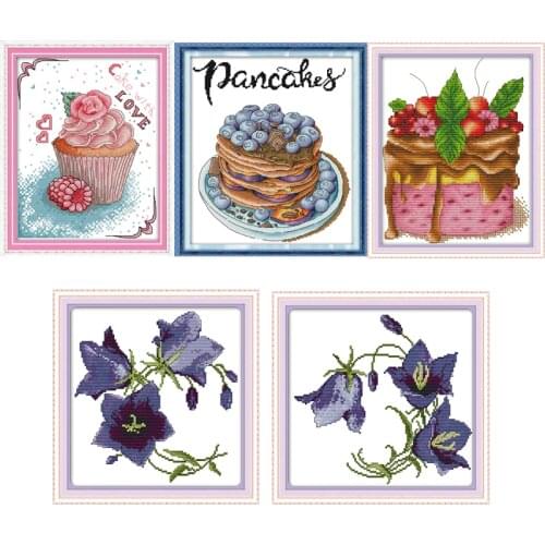 Joy Sunday Lily of the valley and cake series Counted 11CT Printed Fabric 14CT Canvas DMC Chinese DIY Hand Cross-stitch set