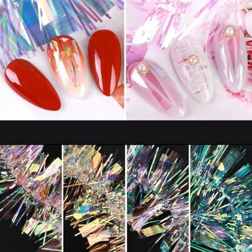 4 Packs Cellophane Nail Sticker Nail Art Sticker DIY Shiny Nail Decal Nail Foil Glass Paper Nail Art Decoration Manicure Decal