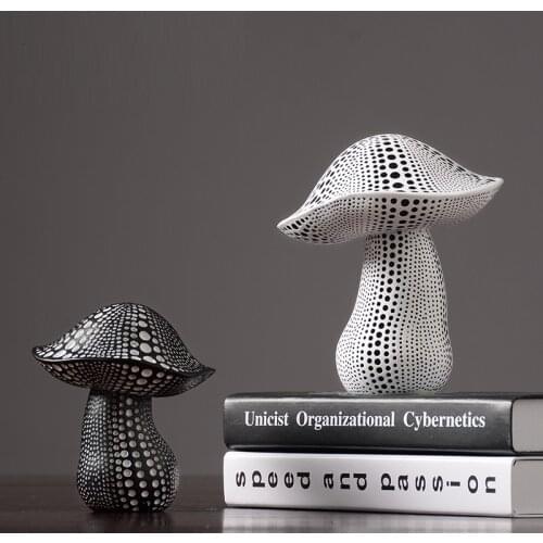 Nordic Wave Point Element Mushrooms Figurine Plant Art Sculpture Resin Art&Craft Home Decoration Accessories R2518