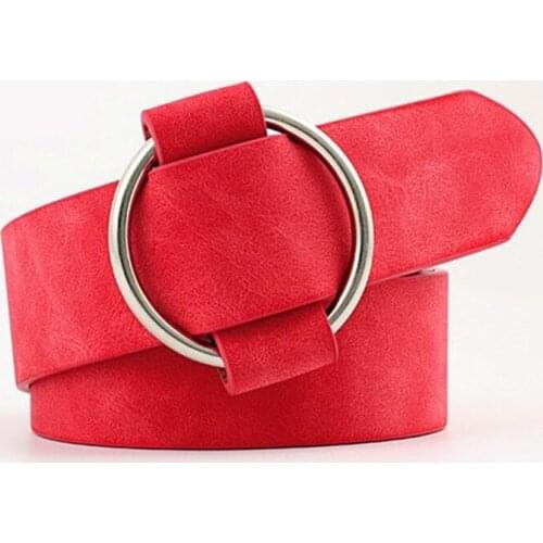 2019 New Women Leather Belt Newest Round Buckle Belts Female Leisure Jeans Wild Without Pin Metal Buckle Women Strap Belt