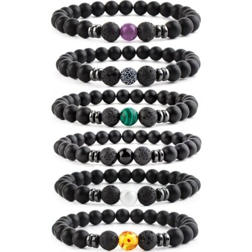 New Simple 8mm Stone Beads Seven Chakras Yoga Beaded Bracelet for Women Charm Bracelet Couple Boho Jewelry Gifts Wholesale