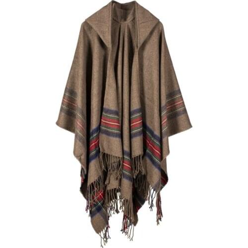 Autumn/winter 2018 Ladies' Shawl with Hat and Scarf Ladies' Warm Extended Cloak European and American Cashmere Scarf