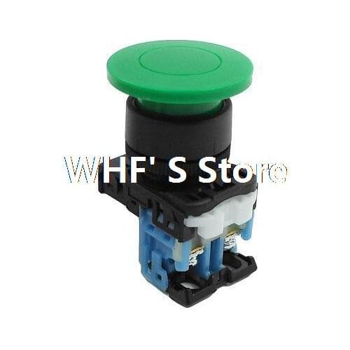 AC 250V 6A Green Non Lock Emergency Stop Mushroom Push Button Switch NC