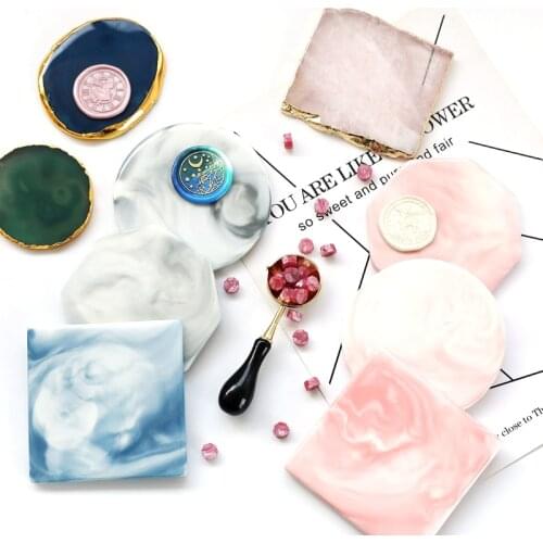 Fire Lacquer Seal Release Pad Emerald Marble Pad Heat Insulation Pad Wax Stamp Accessories Anti-stick Template Diameter 6.5 cm