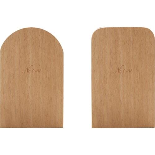 1pc Nature Beech Wood Book Stand Anti-skid Bookends Book Ends Shelf Holder