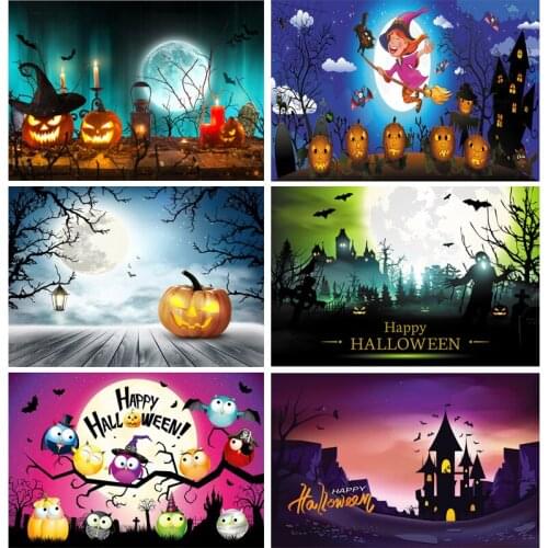 SHENGYONGBAO Halloween Backdrop Tombstone Castle Pumpkin Moon Baby Photography Background For Photo Studio Props 1911CXZM-56
