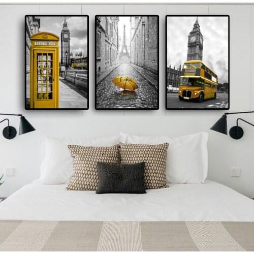 Nordic Posters City London Paris Landscape Canvas Paintings Posters and Prints Wall Art Picture for Living Room Home Decoration