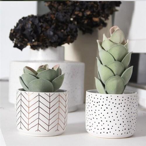 Nordic desk decor pots plant Gold stripe Black dot flower pot minimalista cactus suculentas maceteros decorativas garden pots