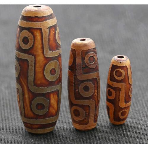 Tibetan Nine Eyes Dzi Antiqued Carnelian Old Dzi Long Beads 30mm 40mm 55mm TSB0209