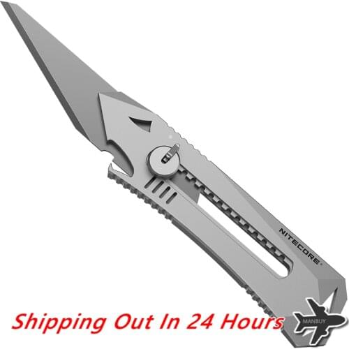 Nitecore NTK10 Titanium Utility Knife Self-defense Multi-Functional Retractable Outdoor Hunting Camping Fishing EDC Tools Silver