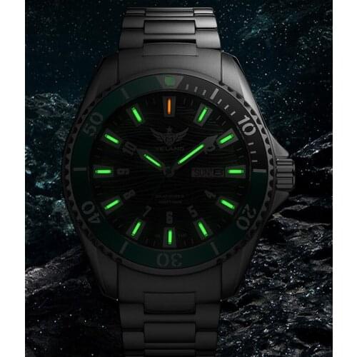 Yelang Men Solar Drive Energy Watch Tritium T100 Japan TOP Movement WR300M Sapphire Date Diving Military Watch